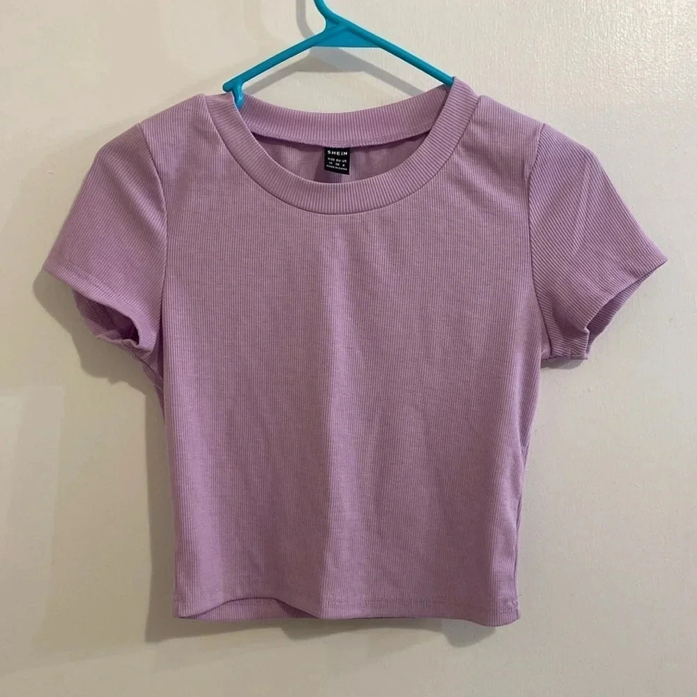 Shein purple ribbed crop top size Medium